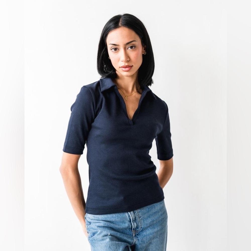 NWT Franc | Rib Polo Shirt in Admiral